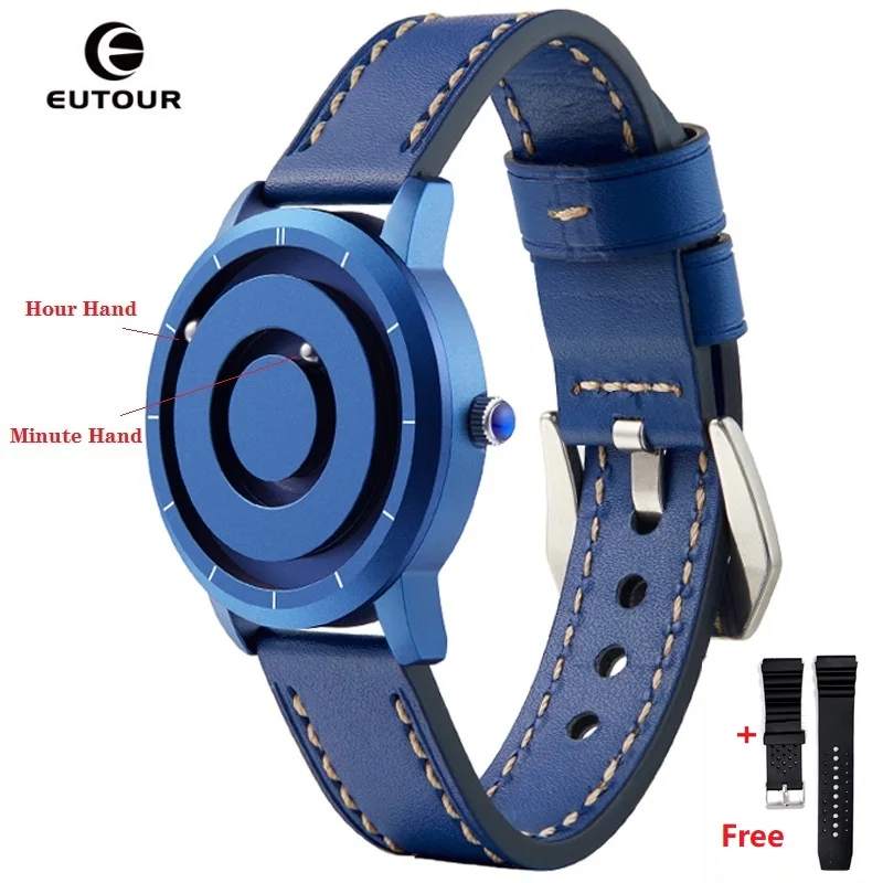 EUTOUR-Montre magnétique en silicone pour homme, quartz, boule magnétique dorée, montres de sport étanches, horloge décontractée, mode, 2023