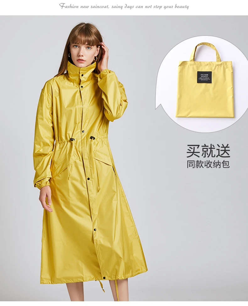 Fashion Long Raincoat  Women Waterproof Windproof Hood Ladies Raincoat Rain Cover With Hood and Multicolor Pattern