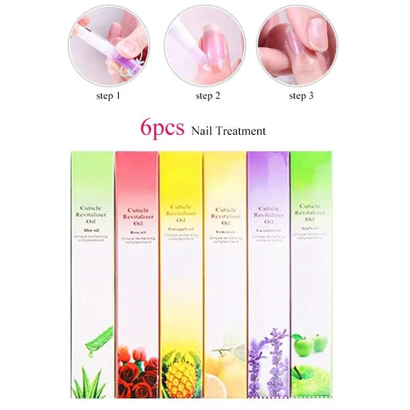 6pcs/set Nail Nutrition Oil Pen Nail Treatment Cuticle Revitalizer Oil Prevent Agnail Nail Polish Nourish Skin Protector