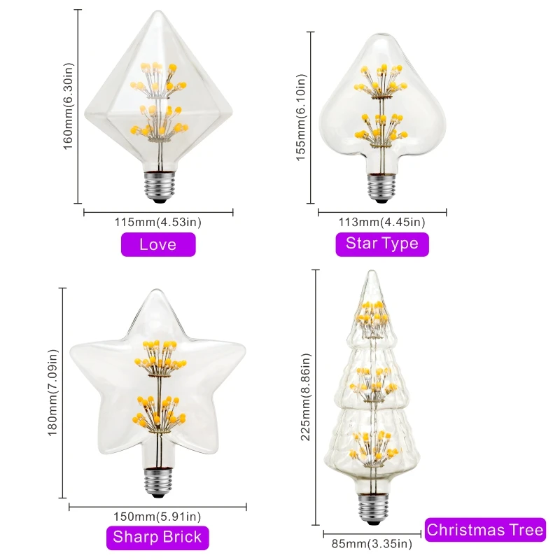 LED لمبة E27 السماء المرصعة بالنجوم الديكور 3 واط AC110V 220 فولت لمبة اديسون بخمر زجاجي ستار مصباح عطلة ليلة ضوء الجدة شجرة عيد الميلاد