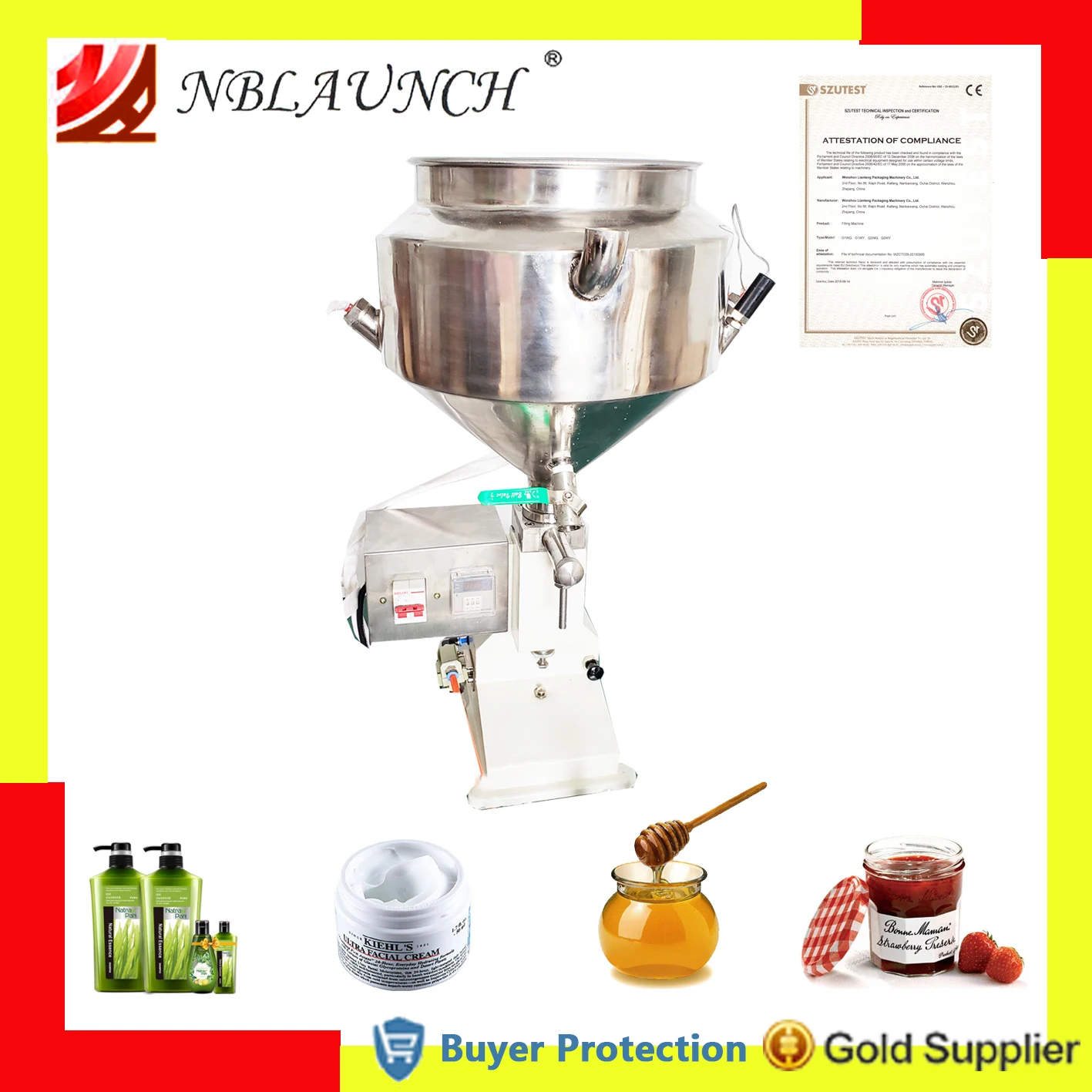 

Heating Hopper Pneumatic Filling Machine 5-50ml Cream Food Paste Dispensing Peanut Butter Packaging Equipment Best Price