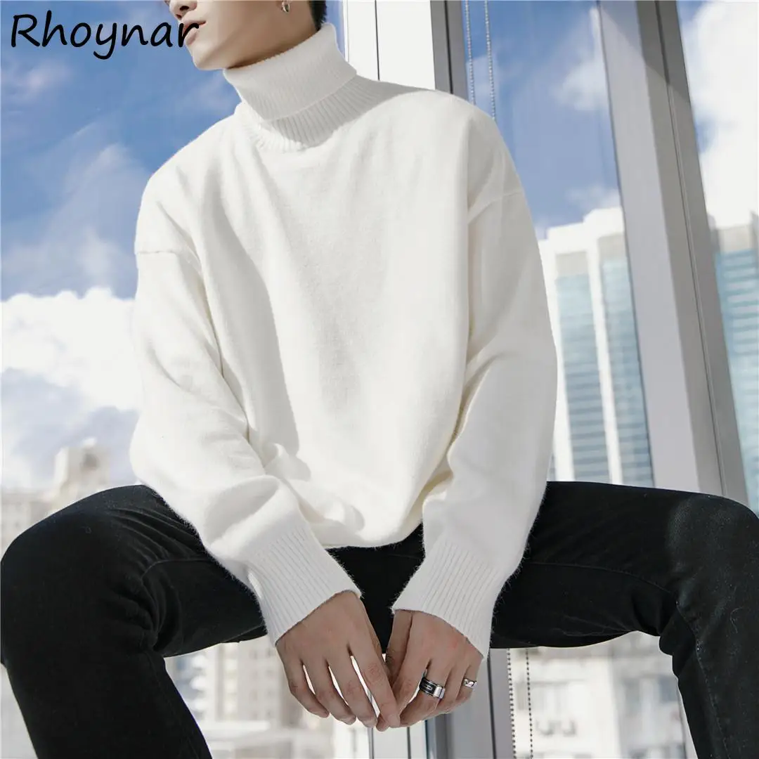 

Turtleneck Sweater Women Couple Loose Ulzzang Full Sleeve Thicker Winter Inside Comfort Vintage Lazy Pullover Young Knitted Ins