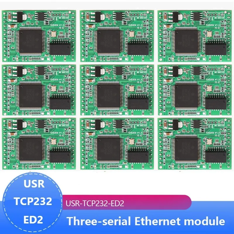 

9PCS USR-TCP232-ED2 Triple Serial Device Server, UART TTL to Ethernet/TCP IP Module Converter Support D2D Forwarding