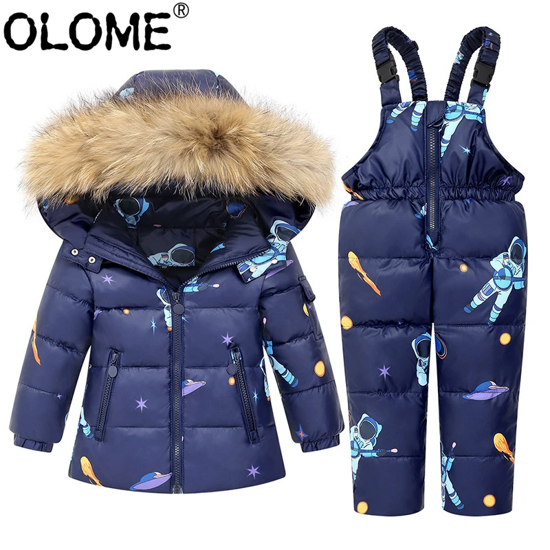 Kid Girls Snowsuits 2-7Y Down Clothes Sets Thicken Winter Jackets for Children Baby Girls Jumpsuits OLOME Girls Winter Outwear