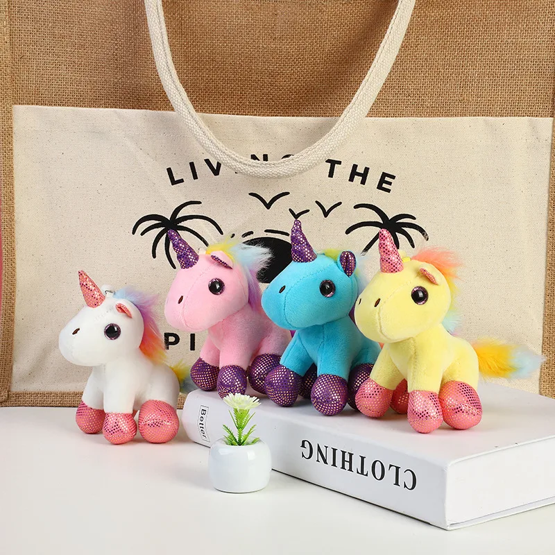 13cm Lovely Unicorn Plush Doll Toy Pendant Stuffed with Keyring for Children Kids Birthday Christmas Gifts