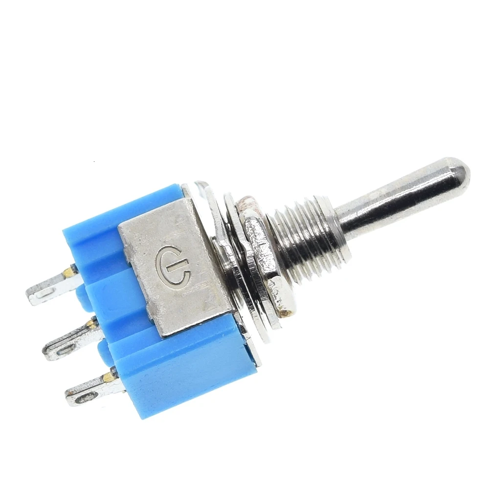 10Pcs SPDT ON/ON AC125V 6A Blu Mini 2 Posizioni 3 Spilli A Scatto Micro Interruttori A Levetta MTS-102