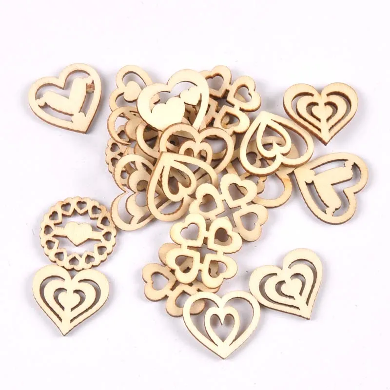 50Pcs Mix Pattern Wood Slices DIY Scrapbook Crafts Supplies Unfinished Wooden Home Decorations Handmade Ornament 25-30mm m2204