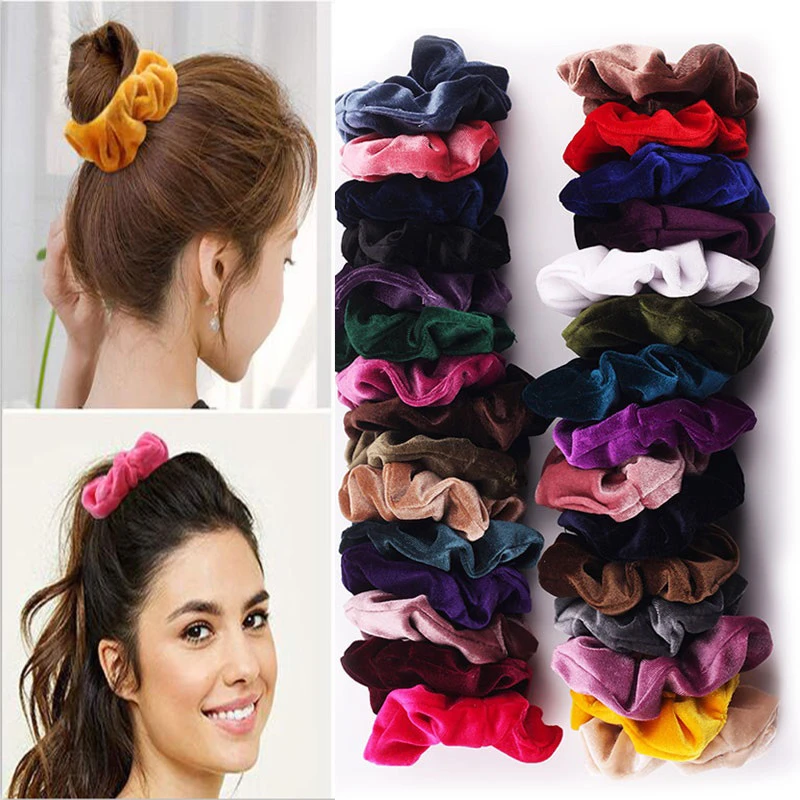 New Korea Velvet Hair Scrunchie Elastic Hair Bands Solid Color Women Girls Headwear Ponytail Holder Hair Accessories