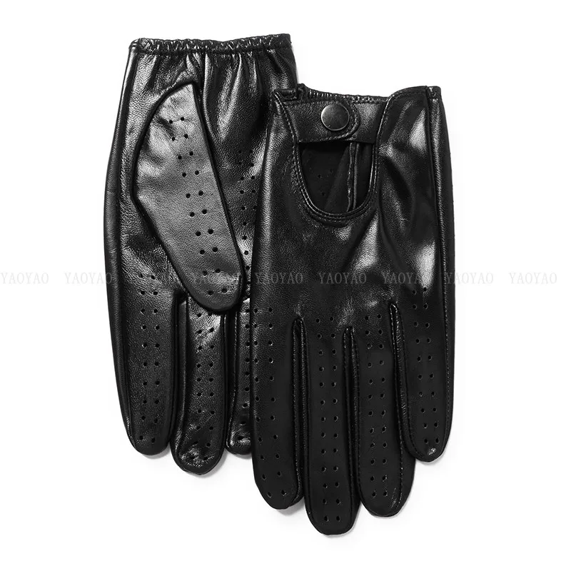 

Classic Men Genuine Leather Gloves Male Real Goatskin Full Finger Guantes Pure Color Riding Cycling Luva Black Gym Thin Eldiven