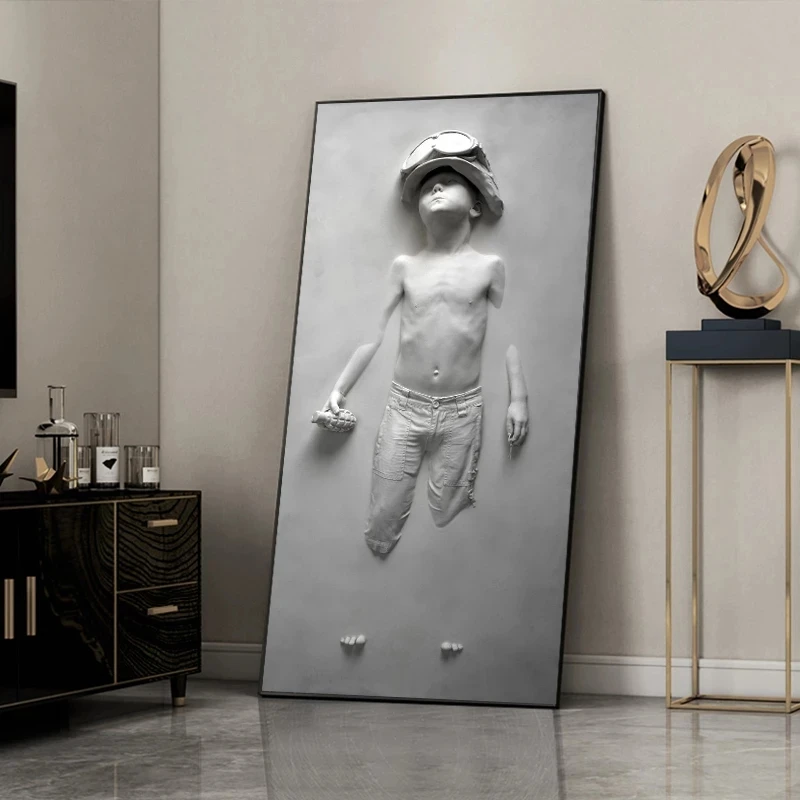 

Modern Figure Statue Canvas Painting Boy Sculpture Poster and Prints Wall Art Picture for Living Room Home Decoration Cuadros