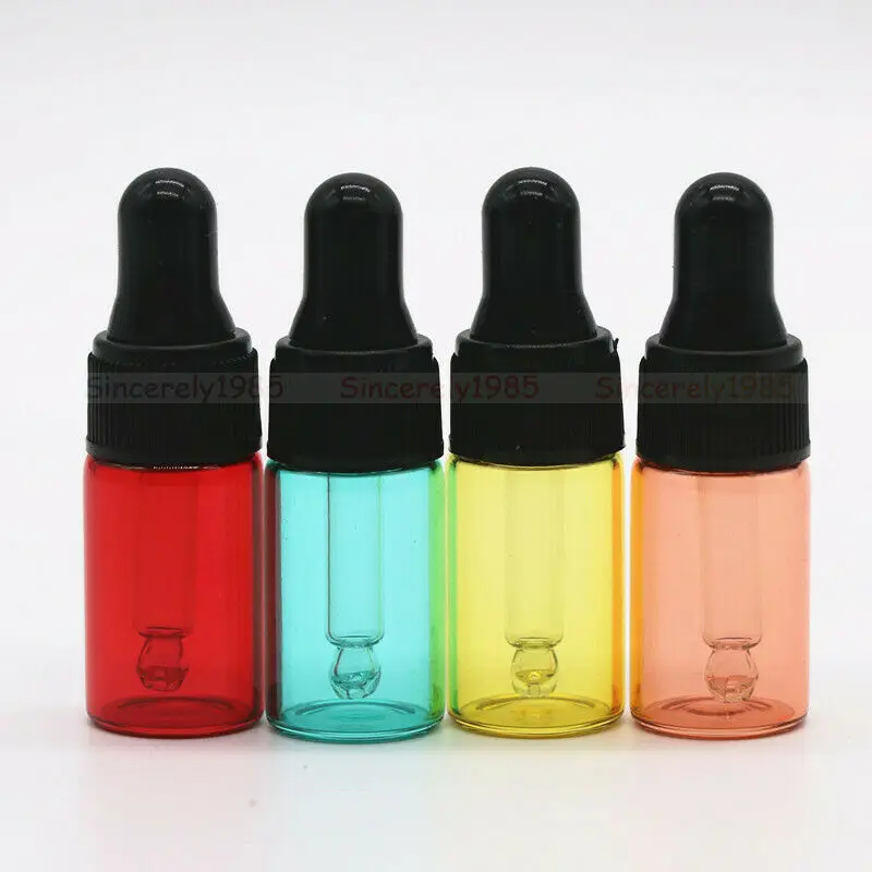10X 50X 1 ml 2 ml 3 ml 5 ml MIX Kleuren Glazen Druppelflesje Hervulbare Draagbare Essentiële Oliën Monsterflesjes Parfum Pipet Flessen