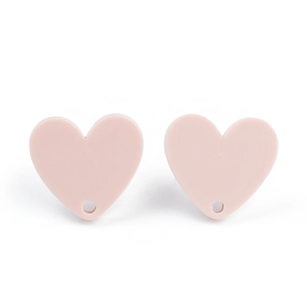 20pcs 14*15.5mm 925 Silver Needle Stud Earrings Colorful Heart Shape  Acrylic Helix Cartilage Tragus Lobe Ear Piercing Jewelry