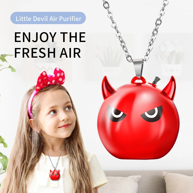 Little Devil-purificador de aire para coche, máquina de aromaterapia, humidificador, ionizador, limpiador, suministros portátiles, collar de aniones