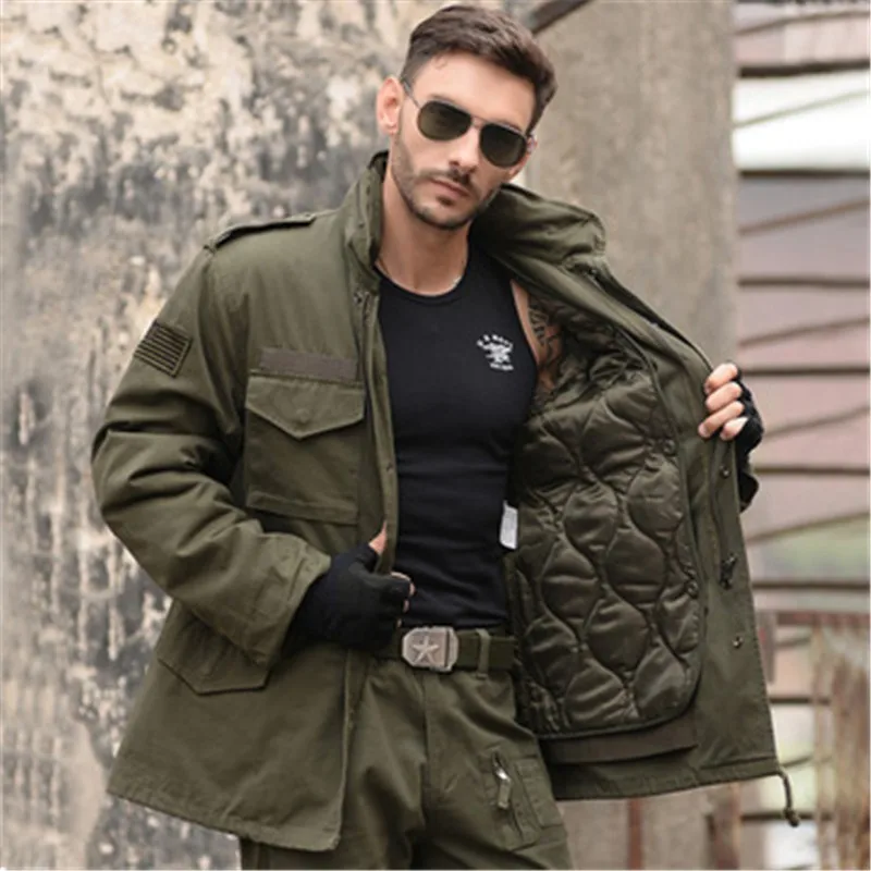 Spring Autumn Winter Outdoor Army Fan Men's Jacket Coat Thick Windbreaker Detachable Cotton Liner Male Military Clothing Loose