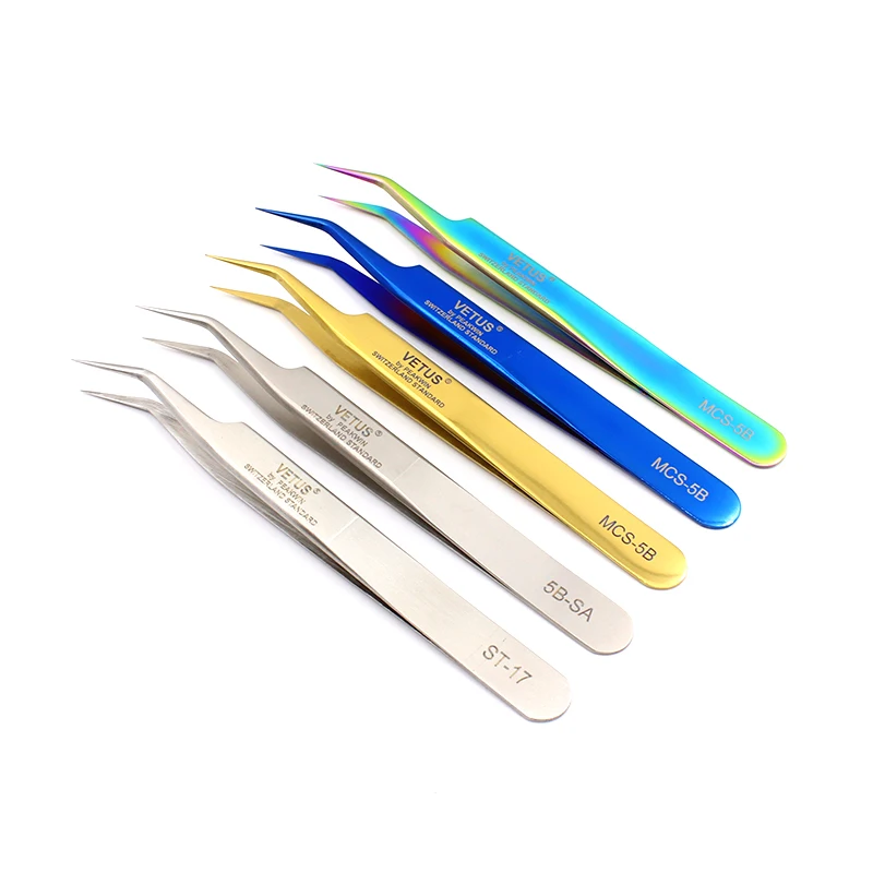 Vetus Original 5B Style Tweezers Hyperfine Anti Acid Non Magnetic ESD Tweezers for Eyelash Extension Nail Art