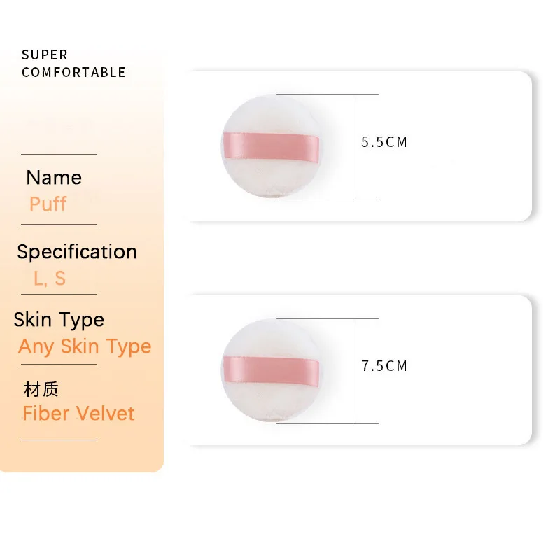 Éponges de maquillage rondes en coton naturel, 2 pièces, bouffantes pour fond de teint, poudre floquée douce, Portable, outil de fond de teint impeccable