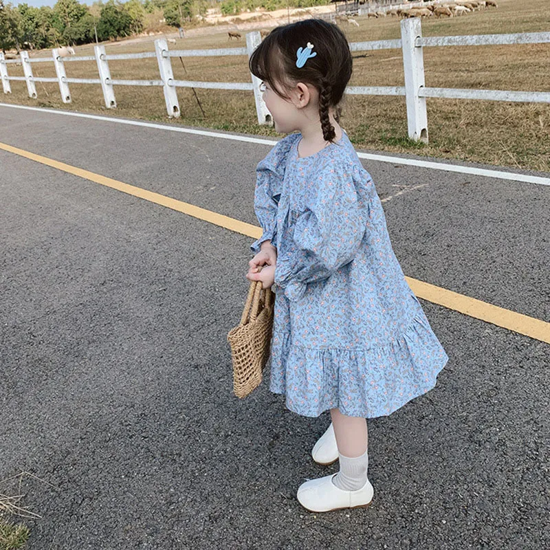 Autumn Girls\' Dress New Pastoral Style Floral Long-Sleeved Sweet Princess Dress Toddler Baby Kids Children\'S Clothing For Girl