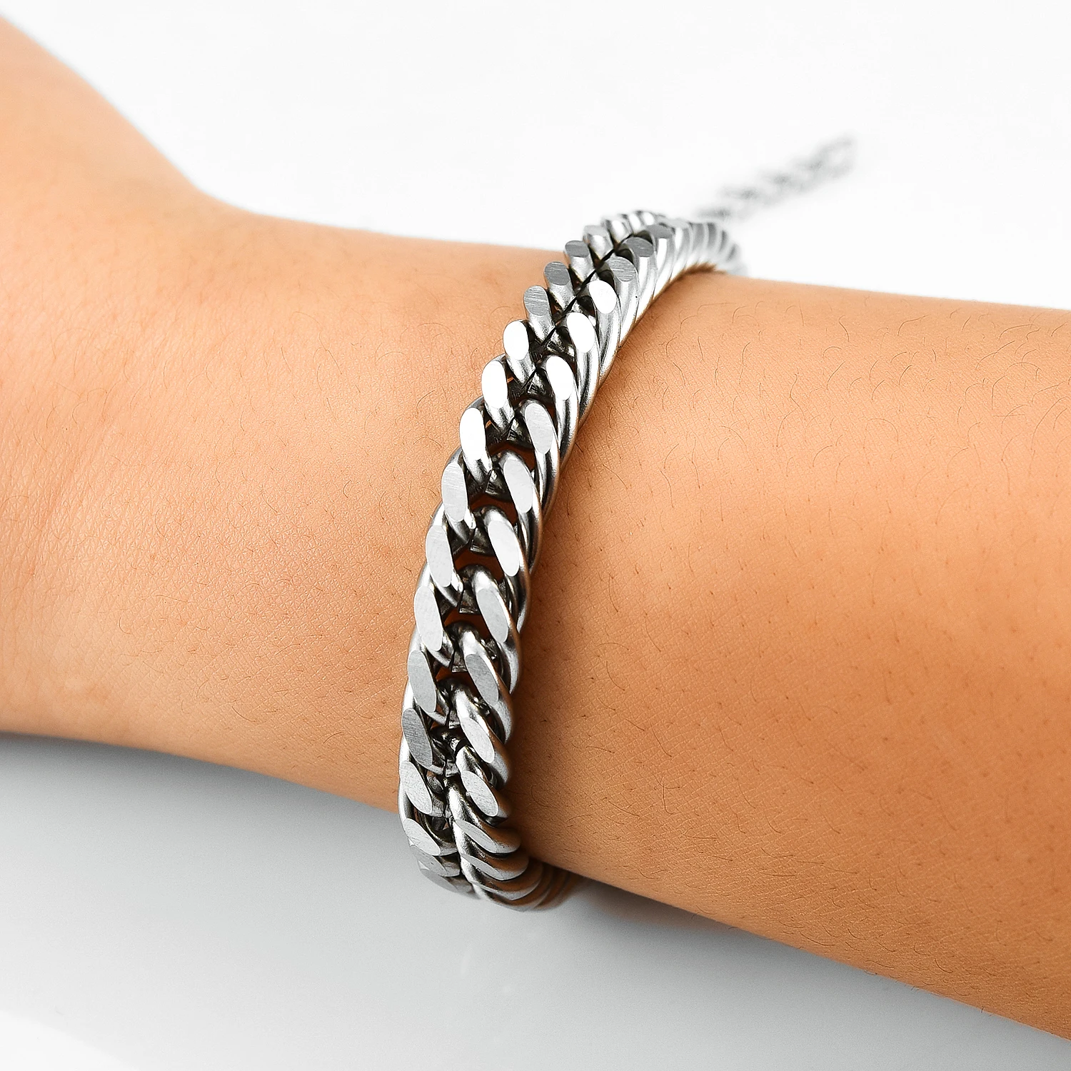 الرجال الفولاذ المقاوم للصدأ الكوبية كبح سلسلة ربط سوار ل الشرير الهيب هوب الصبي الفضة اللون معصمه المعادن مجوهرات اكسسوارات هدية