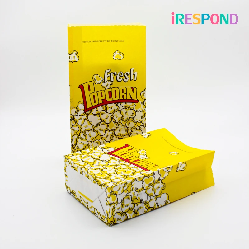 

30PCS Popcorn Bags Paper Packaging Kids Yellow Popcorn Bag Box Wedding Birthday Party Favor Thicken Popcorn Bags For Cinema Shop