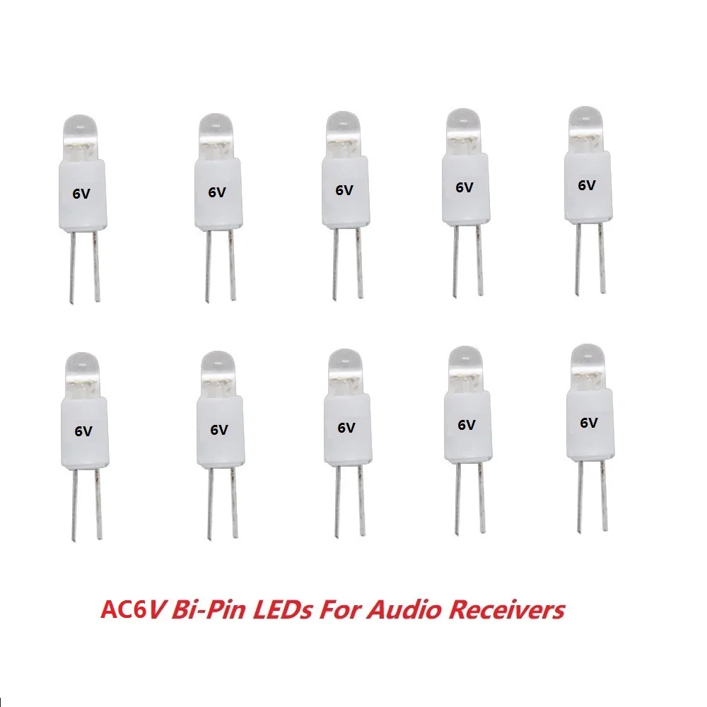 10 Audio Equipment Lighting AC6V Bi-Pin Style LED Lamps Replacement of 6V40mA Incandescen Fits Sansu and Any Vintage Receivers