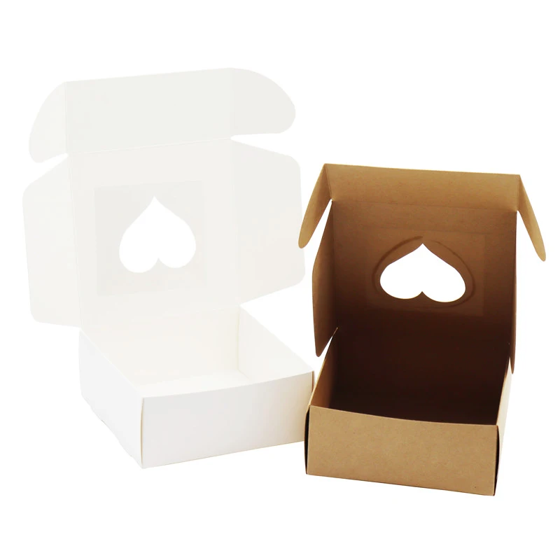 12x12x5cm 24pcs Square Paper Boxes with PVC Window for Candy Cookies Boxes Small Natural Craft Paper Boxes