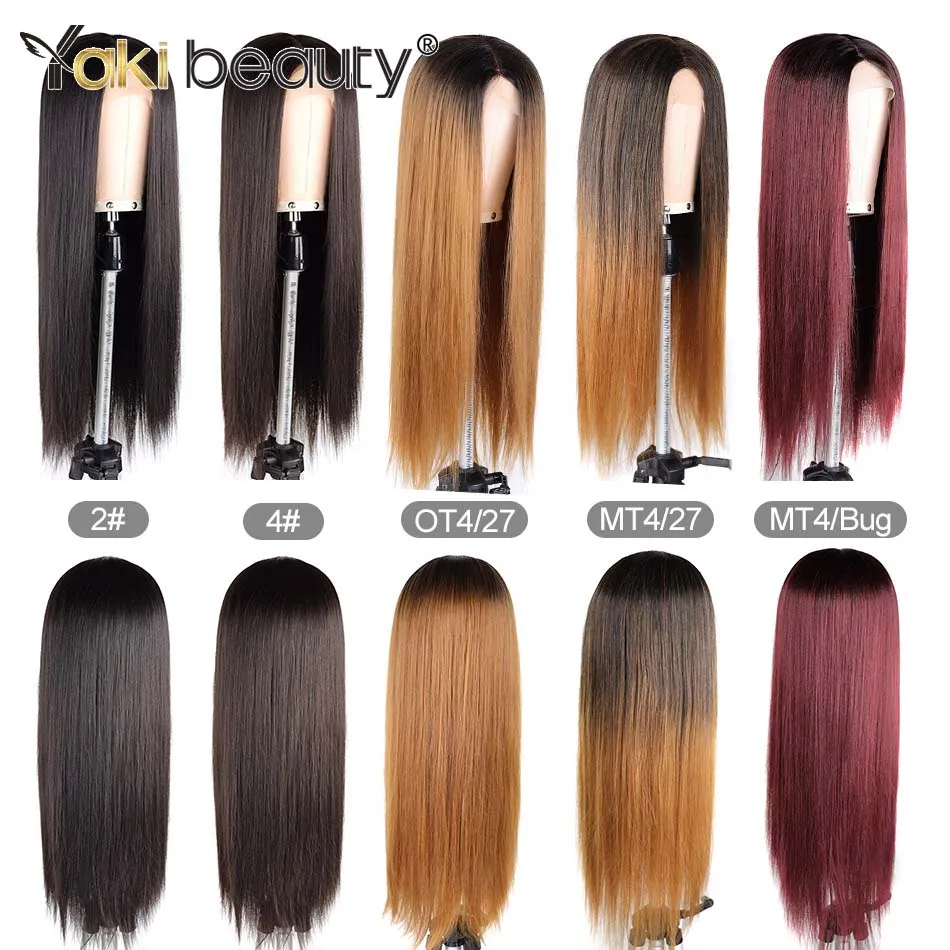 Synthetic T Part Lace Front Wigs 28inch/70cm Long Straight Middle Part Lace Wig Heat Resistant Fiber Hair for Black Women