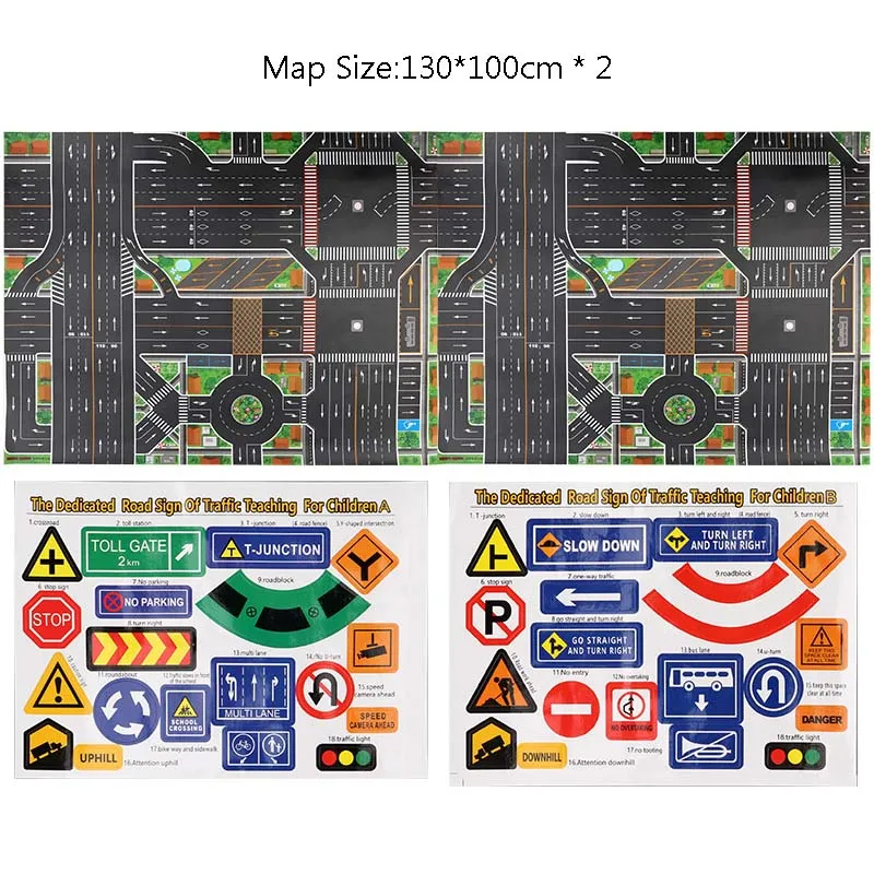 ใหม่กันน้ําไม่ทอ 130*100 ซม.ขนาดใหญ่City Traffic Car Park Play Matเด็กPlaymatดึงกลับรถของเล่นสําหรับเสื่อเด็ก