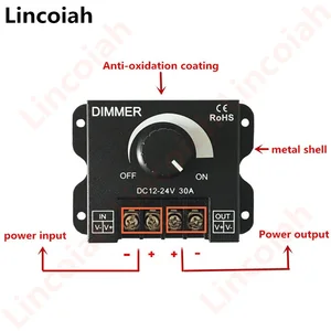 DC 12V-24V LED Dimmer Switch 30A 360W Spannungsregler Einstellbarer Controller für 5050 LED Strip Light LED-LED-Dimmer 8 Hauptverkaufsdimerlicht - №1