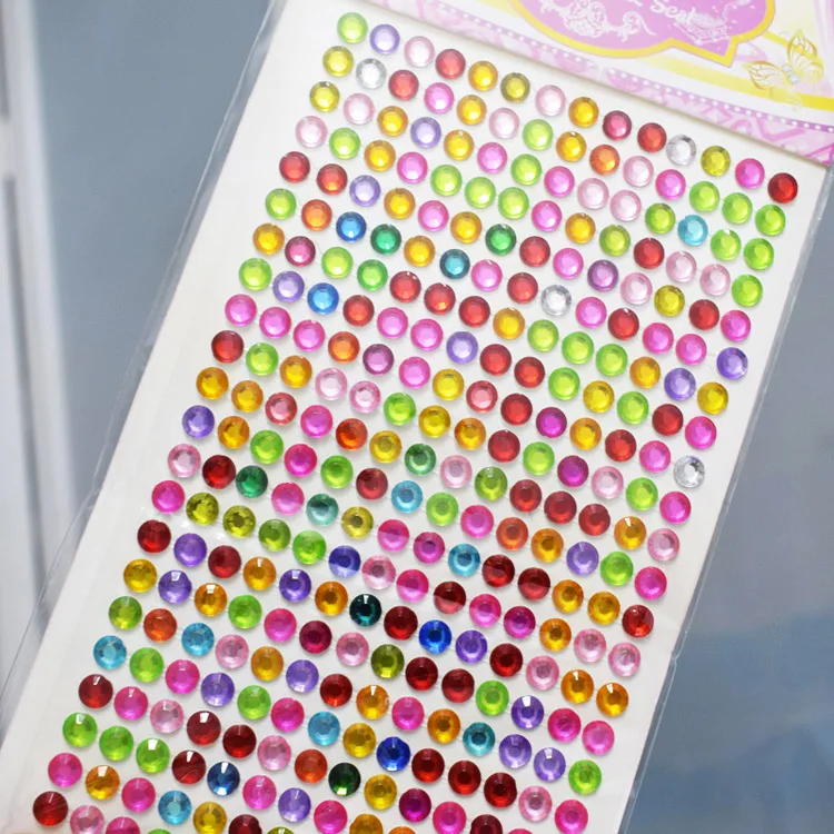 504pc 6MM Self Adhesive Acrylic Rhinestone For Phone PC Car Decal Styling Accessory Nail Arts Diamond Scrapbooking Craft Sticker