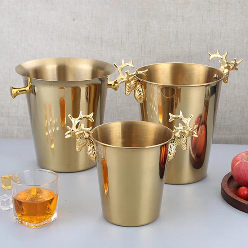 

KTV Wine Chiller Bottle Cooler Beer Chiller Ice Barrel Silver Gold gold European style champagne barrel deer head ice bucket