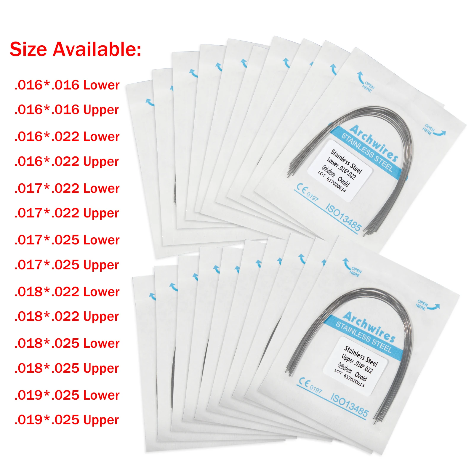 SKYSEA Dental Orthodontic Stainless Treatment Steel Rectangular Arch Wires Ovoid 10 pcs/pack