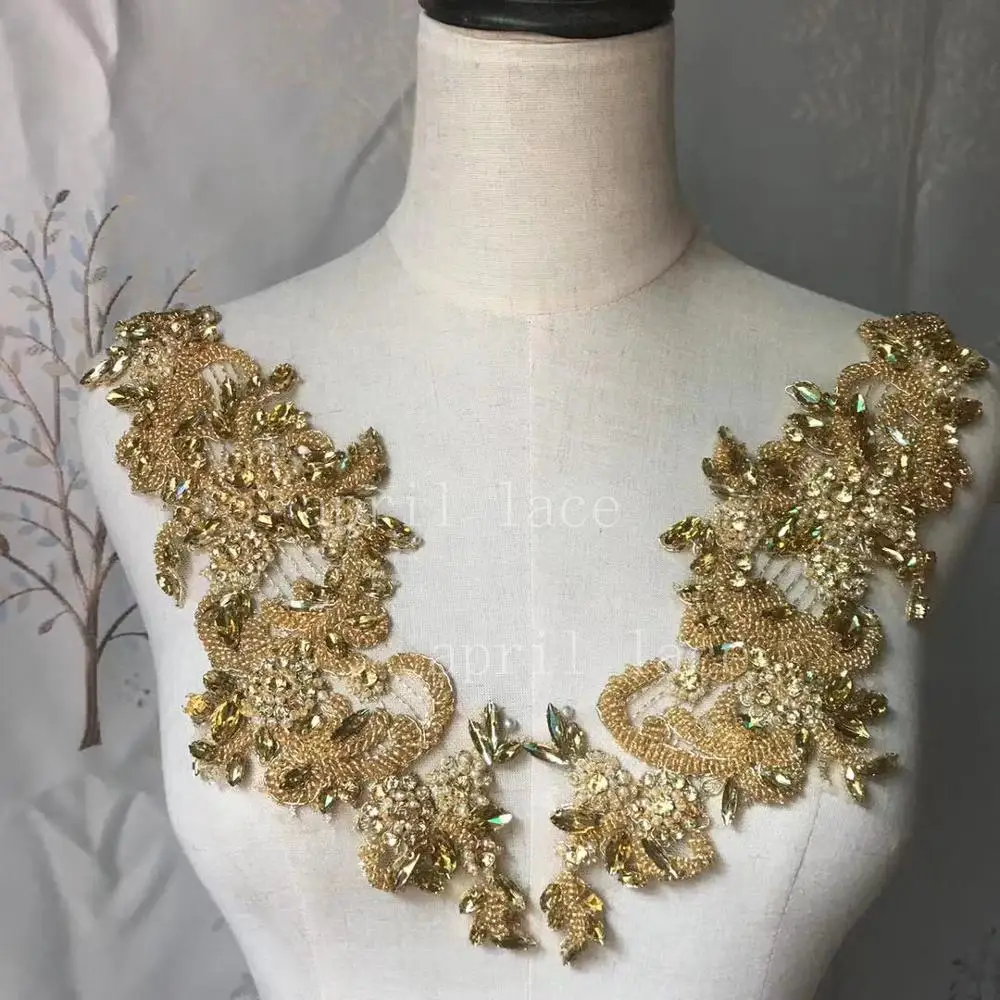 fast ship good quality  Mia012# gold beads luxury front cutting accessory for wedding bridal /fashion designer