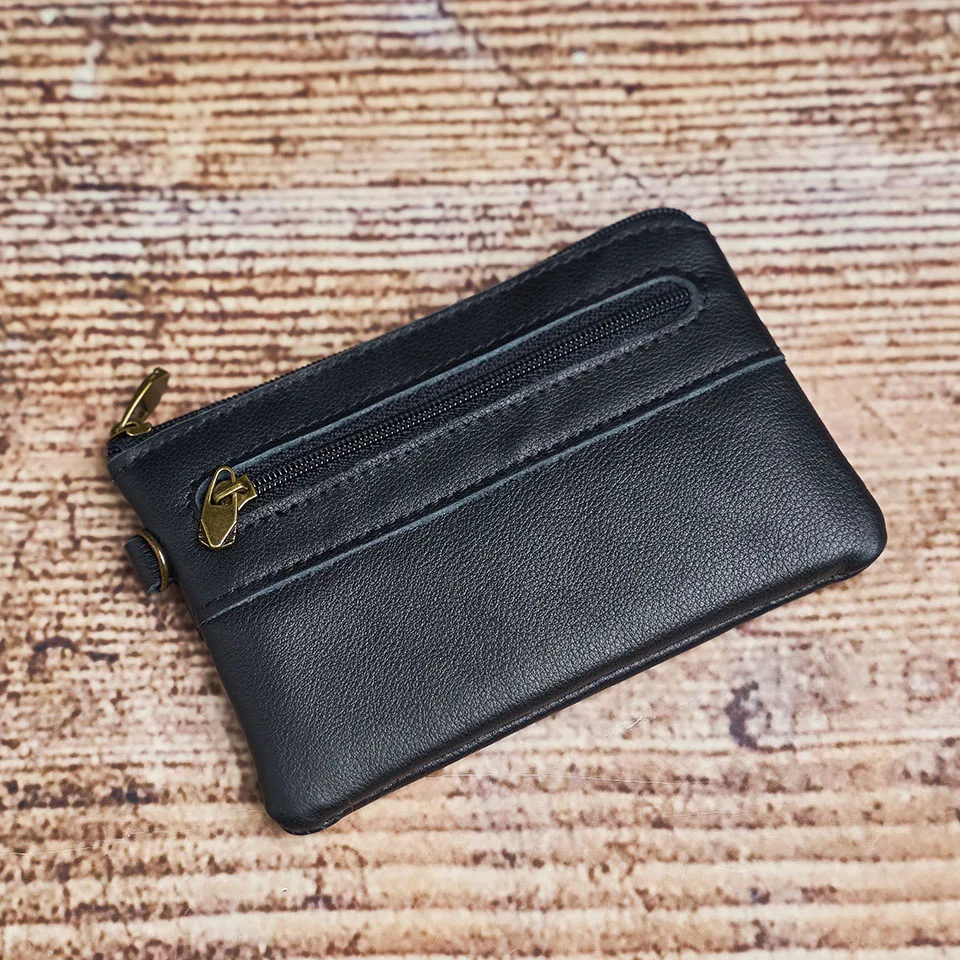 Nupugoo-Vintage kleine Geldbörse für Männer, Mini-Brieftasche, Echt ledertasche, braune lässige kleine Tasche, Reiß verschluss tasche, Schlüssel geld – Detail 15