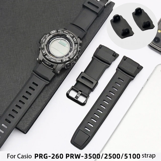 Tali jam tangan karet untuk Casio PROTREK PRG 260 270 550 250 PRW 3500 2500 5100 pengganti gelang hitam 18mm tali jam silikon AliExpress