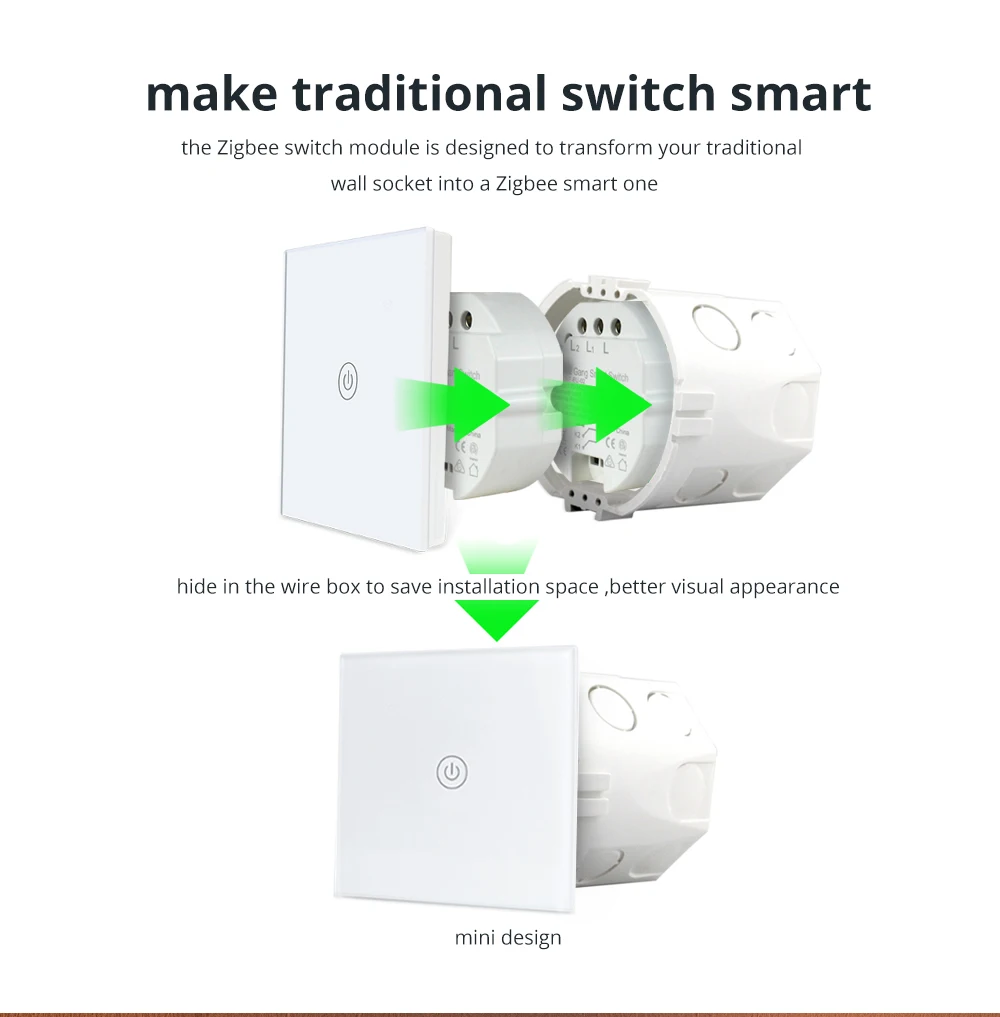 Zemismart Zigbee Switch SmartThings Tuya Zigbee telecomando modulo in linea Mini interruttore 2 bande 2 vie