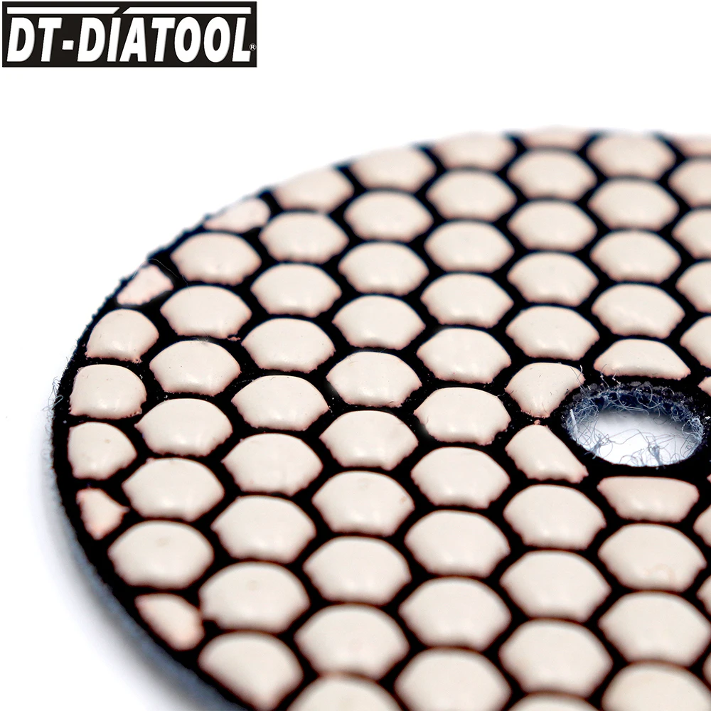 DT-DIATOOL 7pcs Dry Polishing Pad Flexible Resin 4inch Diamond Polishing Pads For Marble Concrete Floor Grinding Disc WBUFF