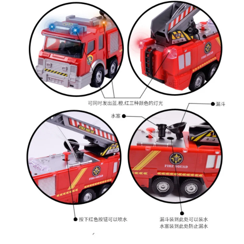 Brinquedos infantis, caminhão de bombeiros, jato de água, motor de bombeiros, brinquedos educativos, não tóxicos, com simulação de som e luz, caminhão de bombeiros da cidade