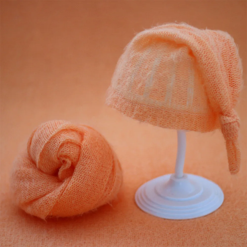 ❤️Newborn Photography Clothing Mohair Knot Hat+Wrap 2Pcs/set Studio Baby Photo Props Accessories Infant Shoot Cap Wraps Outfits