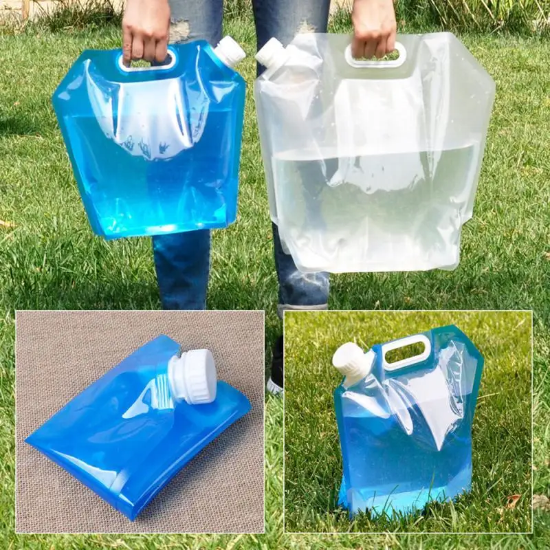 Folding 5L Drinking Water Bag Outdoor Camping Hiking Survival Cooking Water Container Bag Car Water Storage Bag Water Tank