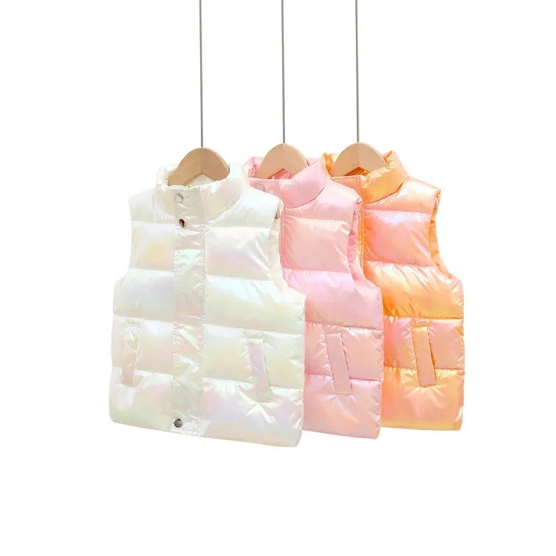 Children's Down Cotton Vest Autumn Winter Boys Girls Warm Outerwear Waistcoat Kids Gilet Fille Coats 2-12 Year Thick Jacket Vest