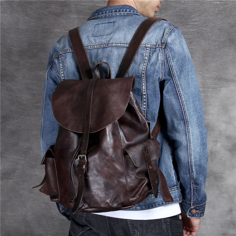 PNDME designer luxury genuine leather men's women's backpack fashion vintage high quality soft cowhide travel laptop bagpack