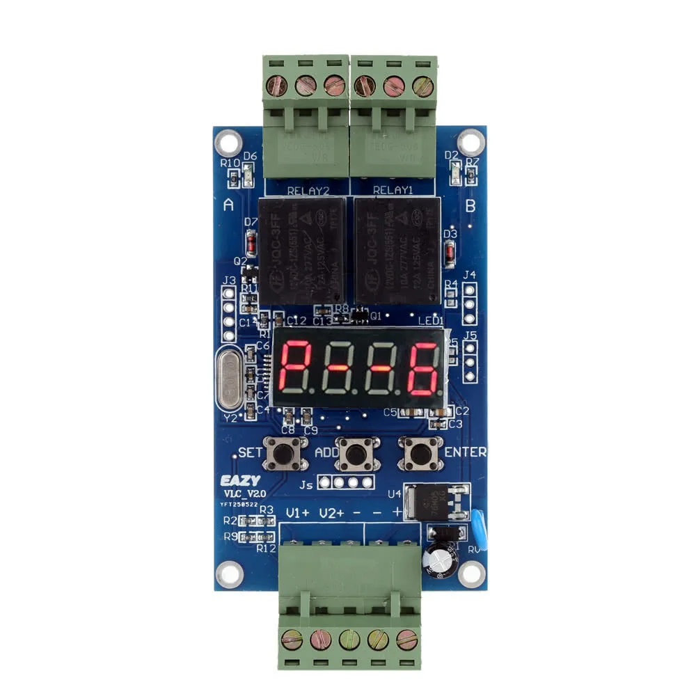 

12V Dual Programmable Relay PLC Board Cycle Delay Timer Module 2 Voltage Detection Control