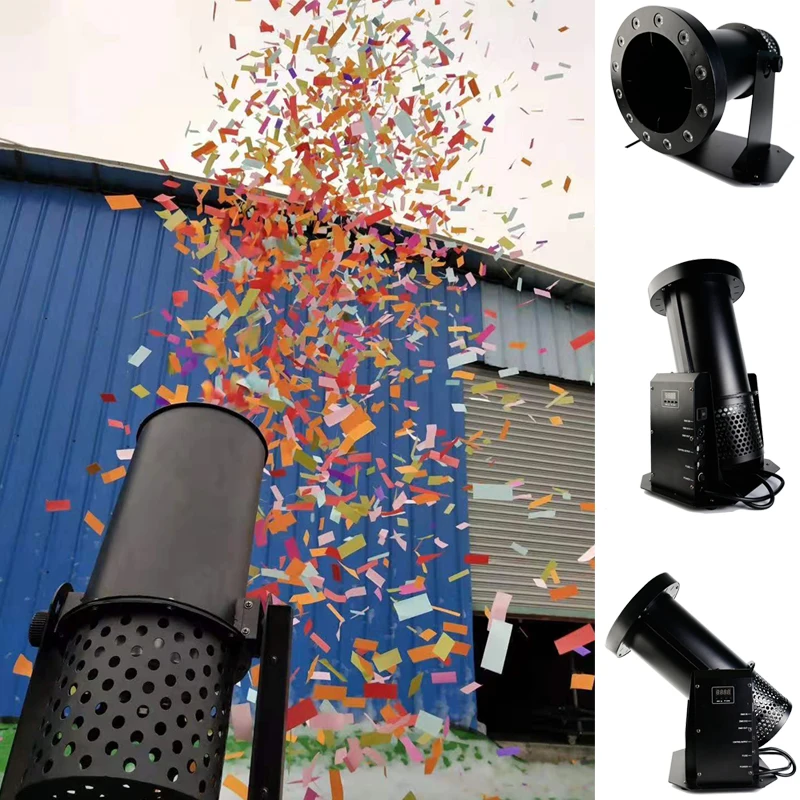 1200W LED DMX Confetti Blower Stage Effect Cannon LED Lights RGB Confetti Machine  Disco DJ Party Wedding Show Decoration Remote