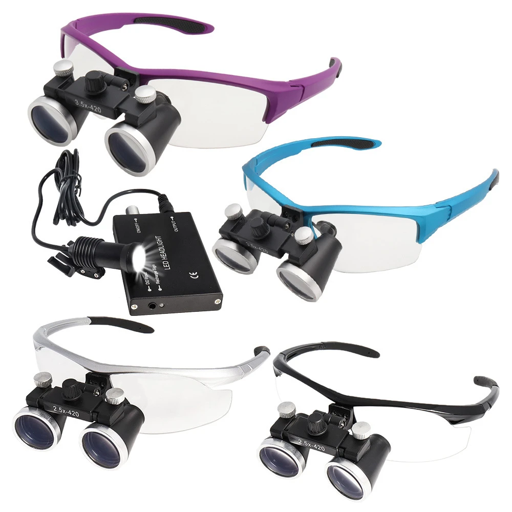 

2.5X 3.5X Dental Loupes Medical Binocular Loupes with LED Headlight Magnifying Glasses Surgical Magnifier 5W LED Head Light