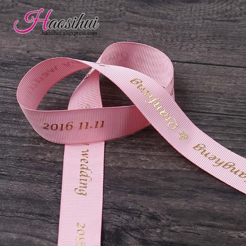 1/2''(13mm) Personalized Wedding Metallic Gold Grosgrain Ribbon for Party Decoration Christmas/Birthday 100yards/lot