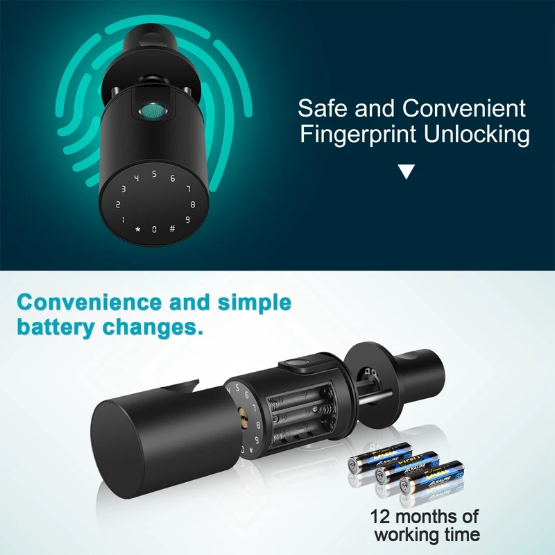 Smart Password Lock Cylinder Turbon Bluetooth Electronics Code Ball Door Lock Easy To Installation Security Wooden Digital Lock