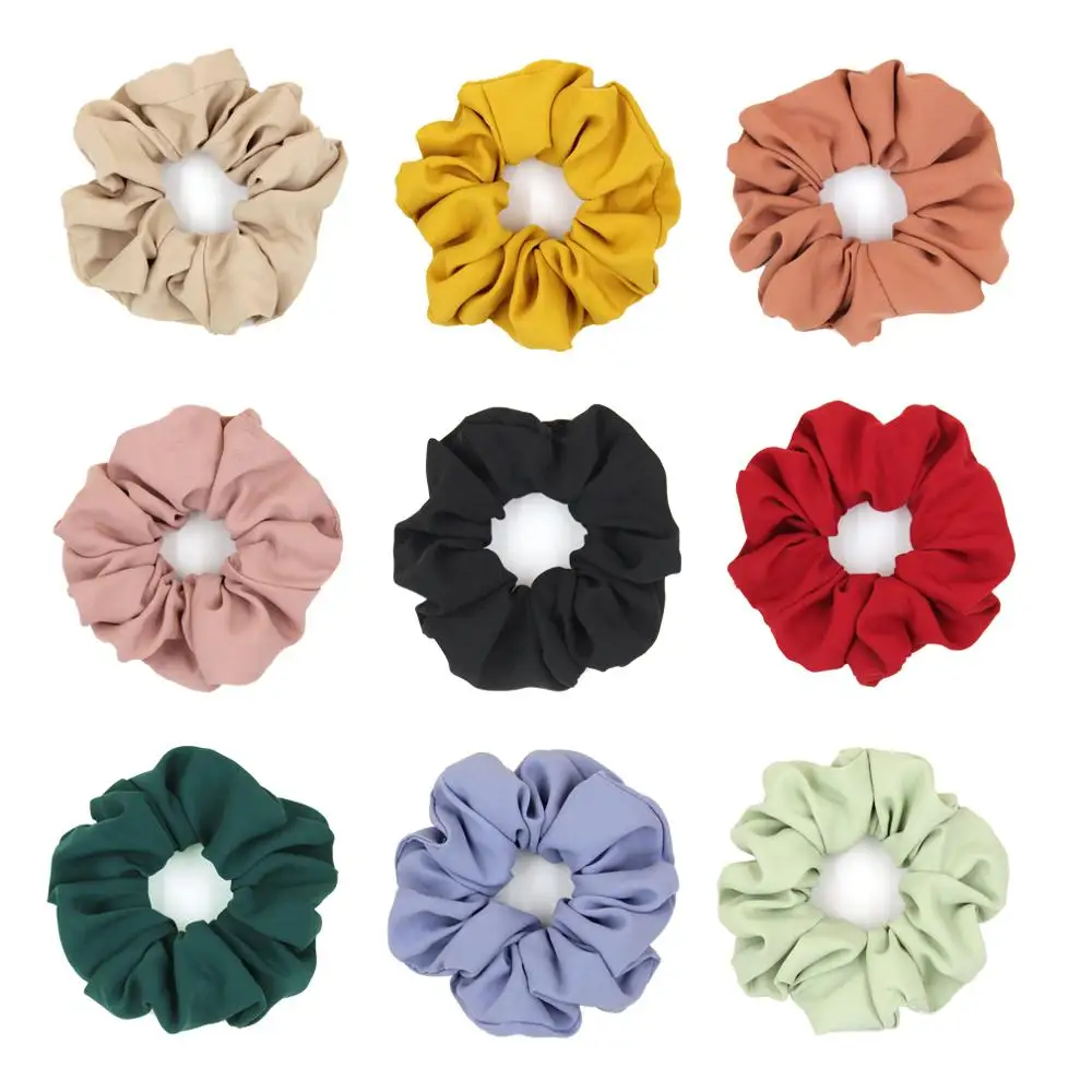 Furling Girl 1PC Solid Color Polyester Hair Scrunchies Ponytail Holder Hair ties Gum Elastic Hair Bands Headbands