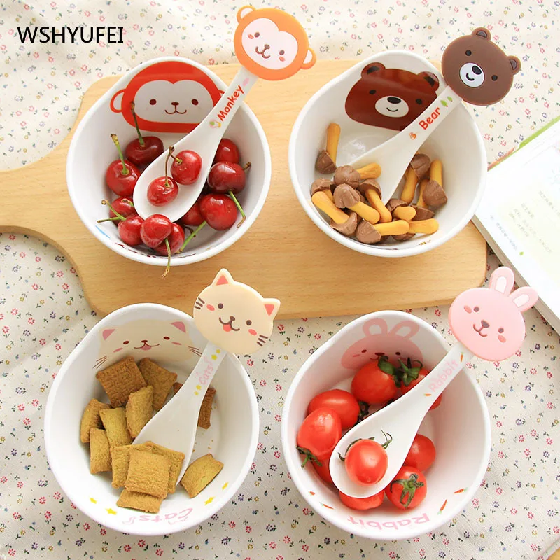 Cartoon ceramic cute student children eating bowl My Neighbor Totoro rice bowl Japanese creative personality tableware set