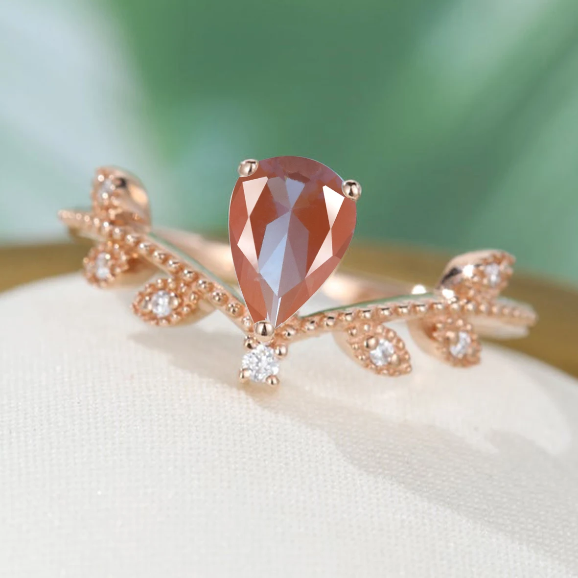 

Pear 925 Silver 6*9mm Sweetdream NanositalSimple Fashion Pink Ring for Girlfriend