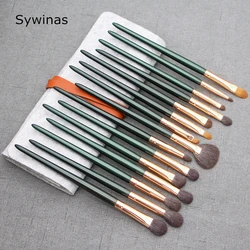 Sywinas Eyeshadow Brush set 15pcs High Quality Goat Pony Hair Smoulder Blending Shader Eye Shadow Brow Eyebrow Makeup Brushes